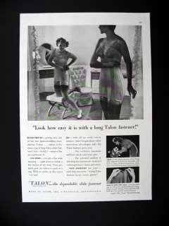 Talon Slide Fastener Women in Corsets 1941 print Ad  