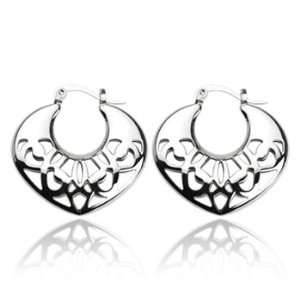  Spikes 316L Stainless Steel Crescent Moon Filigree Heart 