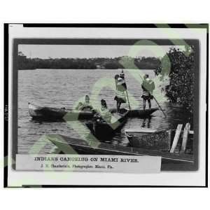  Seminole men women children canoes Miami River Florida 