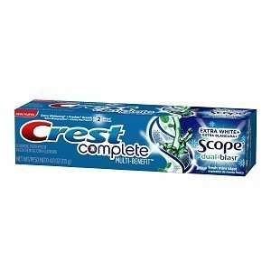 Crest Toothpaste, Fluoride, Scope Dual Blast, Fresh Mint Blast 4 oz 