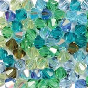   6mm Bicone Czech Crystal Lagoon Mix Beads Arts, Crafts & Sewing