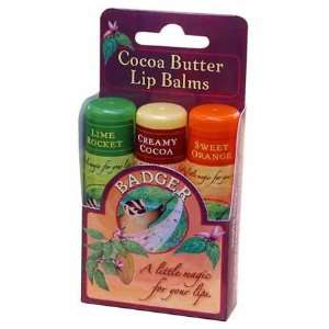 Cocoa Butter Lip Balm 3 Pack   Orange, Lime & Creamy Cocoa 