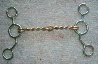 STAINLESS JR. COW HORSE BIT. 5 COPPER TWISTED WIRE MOUTH. SHANKS 