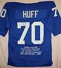 Sam Huff Autographed New York Giants Blue TB Stat Jersey Authenticated 