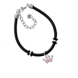   Crown with Pink AB Crystal Accents Silver Plated Black Jewelry