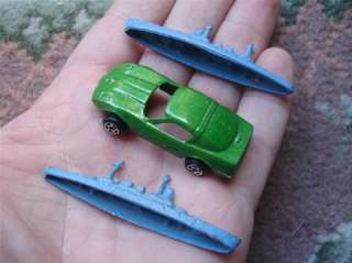   Tootsietoy Nice Green Toy Car Corvette+2 Battleship/crackerjack prize