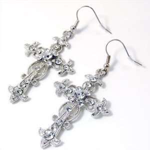    Clear Crystal Cross Dangle Earrings Fashion Jewelry Jewelry