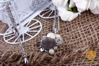 ARINNA Swarovski Crystal rose pearl GP fashion Necklace  