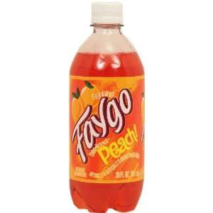Faygo peach flavor soda, caffeine free, 20 fl. oz. plastic bottle 