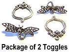 10 Pewter Dragonfly Toggle Clasps in Antique Finish  