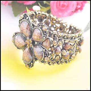 Wholesale 12 Crystals Resin Flower Cuff Bracelet Bangle  