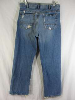 OLD NAVY Straight Cut Mens 36 W 32 L Blue Denim Jeans DESTROYED 