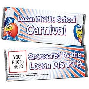  Carnival Fun Personalized Photo Candy Bar Wrappers   Qty 