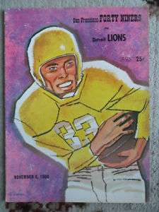 Vintage 1960 NFL Football Program 49ers v Detroit Lions  