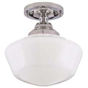 Schoolhouse Step 10 Wide Polished Nickel Ceiling Light 