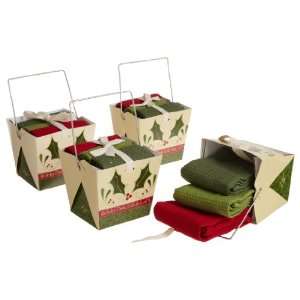 DII Holly Jolly Take out Gift Set with 3 Solid color Kitchen Cloths 