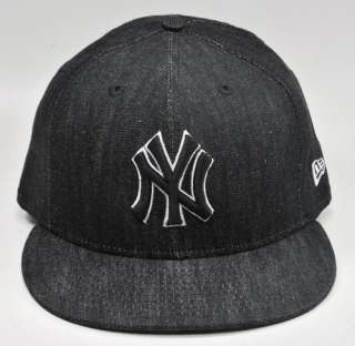 NEW ERA 59Fifty MLB Fitted Hat Cap New York Yankees Black Denim White 