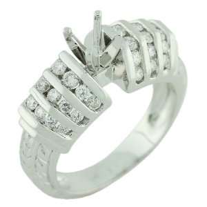  14k White Gold Womens Diamond Engagement Semi Mount Ring 