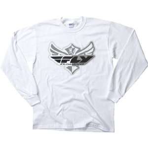 Fly Racing Logo 11 Mens Long Sleeve Racewear Shirt   White / 2X 