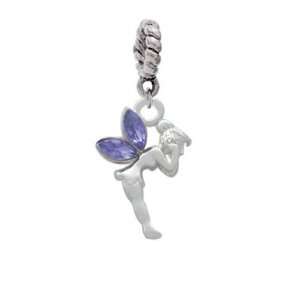   with Purple Resin Wings Silver Plated European Charm Dangl Jewelry