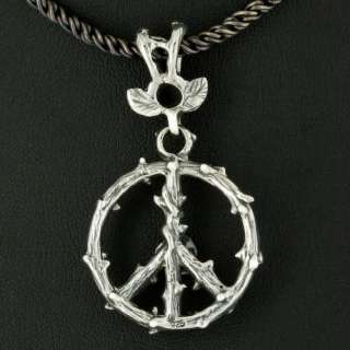 ROSE PEACE SIGN RUBY 925 STERLING SILVER GOTHIC PENDANT UNIQUE 