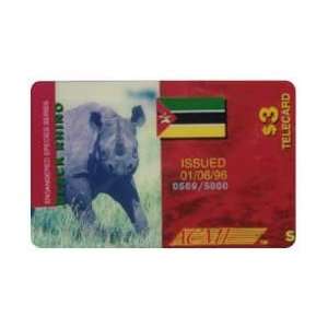   Phone Card $3. Black Rhino Endangered Species 