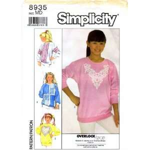 Simplicity 8935 Sewing Pattern Girls Decorative Sweathshirt Size 8 