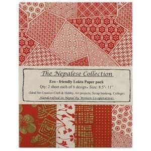  The Nepalese Collection Lokta Paper Packs   Red/Cream 