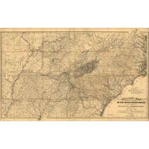  Civil War Map Military map showing the marches of the 