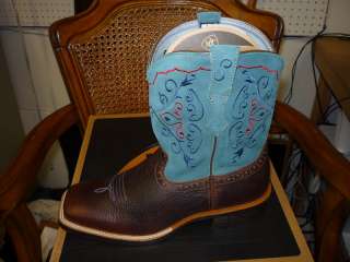 ARIAT RODEO BABY BOOTS   BRN OILED ROWDY/SEA BLUE 7  