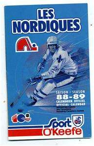 NORDIQUES SCHEDULES SAISON 1988 89  