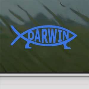  Darwin Fish Sign Blue Decal Evolve Truck Window Blue 