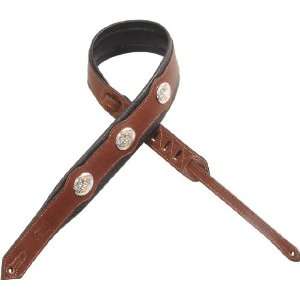   Leathers M70GC BRN Carving Leather Guitar Strap Musical Instruments