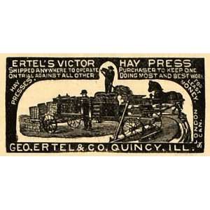 1890 Ad George Ertels Victor Hay Press Horse Labor Quincy Agriculture 