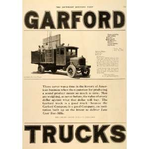  1921 Ad Antique Garford Motor Ton Mile Truck Lima Ohio 