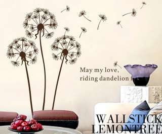 Large Love Riding Dandelion Fly Art Design Wall Decor Decal Sticker 