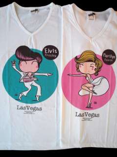 NEW Arrival One Man Couple T Shirt V Neck Las Vegas Elvis & Marilyn 