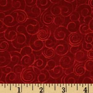  44 Wide Let Us Adore Him Swirls Red Fabric By The Yard 