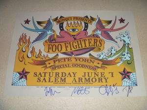 FOO FIGHTERS SIGNED POSTER X5 2003 DAVE GROHL PROOF  
