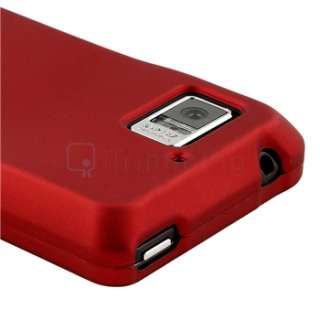 White+Blue+Red Rubber Hard Case+Privacy Guard For Motorola Droid 
