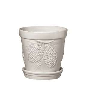  Andrea by Sadek Cream Pinecone 5 Planter with Saucer 