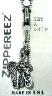   Zipper Pull/Necklace Pendant ~ Biker Angel~ Appx 1 Clothing