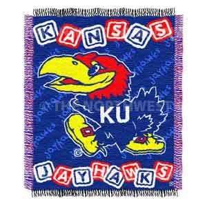    NCAA Kansas Jayhawks Baby Afghan / Throw Blanket