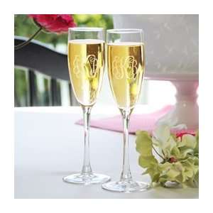  Vine Monogram Toasting Flutes