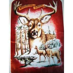  Whitetail Deers in Snow Mink Style Queen Blanket