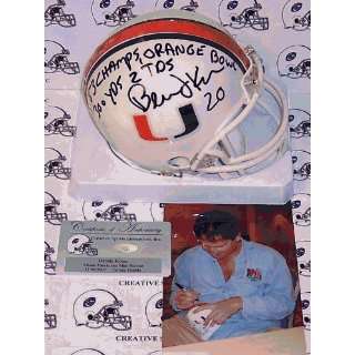   Autographed Mini Helmet w/STATS   Miami Hurricanes
