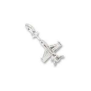  5662 Fighter Jet Charm   10k Yellow Gold Jewelry