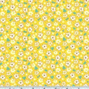   Feedsack V Flower Yellow Fabric By The Yard Arts, Crafts & Sewing