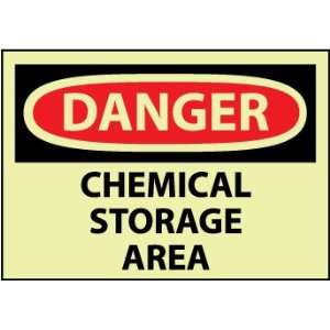 Danger, Chemical Storage Area, 10X14, Rigid Plasticglow  
