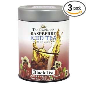 The Tea Nation Raspberry Iced Tea, Black Tea, 12 Count Tea Bags (Pack 